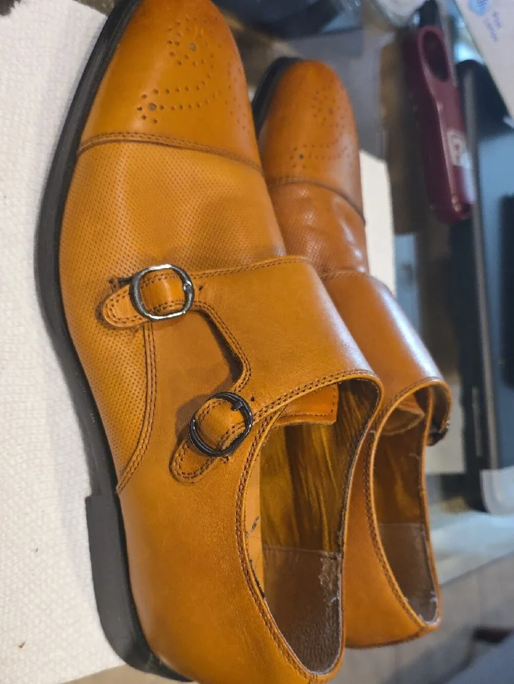 Steve Madden Tan Double Monk Strap Leather Dress Shoes